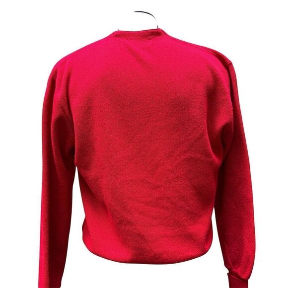 Vintage 70s The Fox Collection XL Lipstick Red Cardigan Sweater Mr. Rogers - Picture 3 of 9